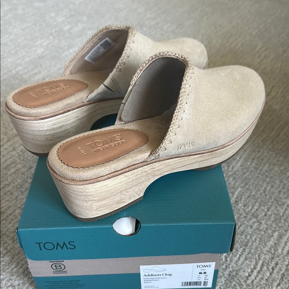 TOMS Tan Mules with Cushioned Insole and Minimalist Design